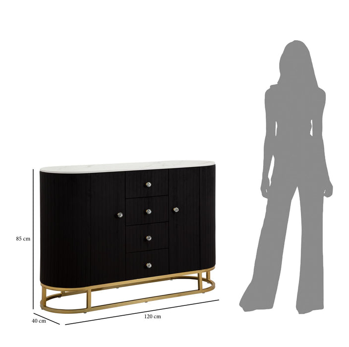 Bufet Montpellier Black Mauro Ferretti 120X40X85 cm, Negru