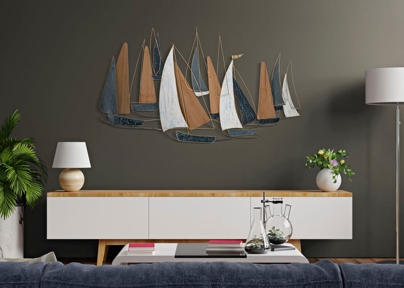 Decoratiune de Perete Mauro Ferretti Dark Regata  132X3,8X76,8 cm, Multicolor