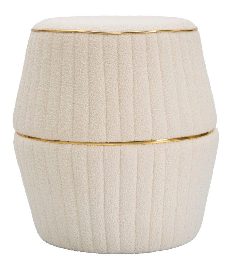 Puff Mauro Ferretti Iceland Plus  Ø 50X52 cm, Crem/Auriu