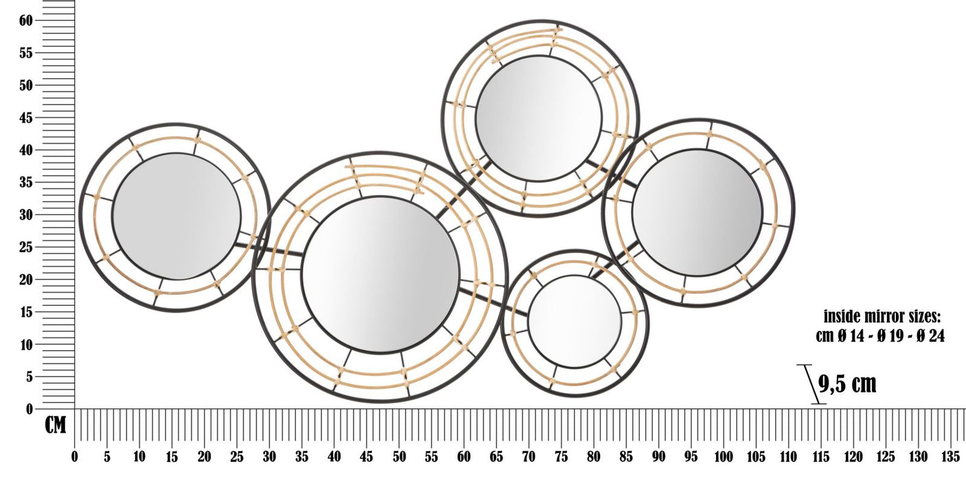 Decoratiune de Perete Mauro Ferretti  With Mirrors Oporto  111X9,5X59 cm, Negru/ Maro