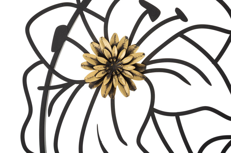 Decoratiune de Perete Mauro Ferretti Simply Flotis  63X2X69 cm, Negru/Auriu