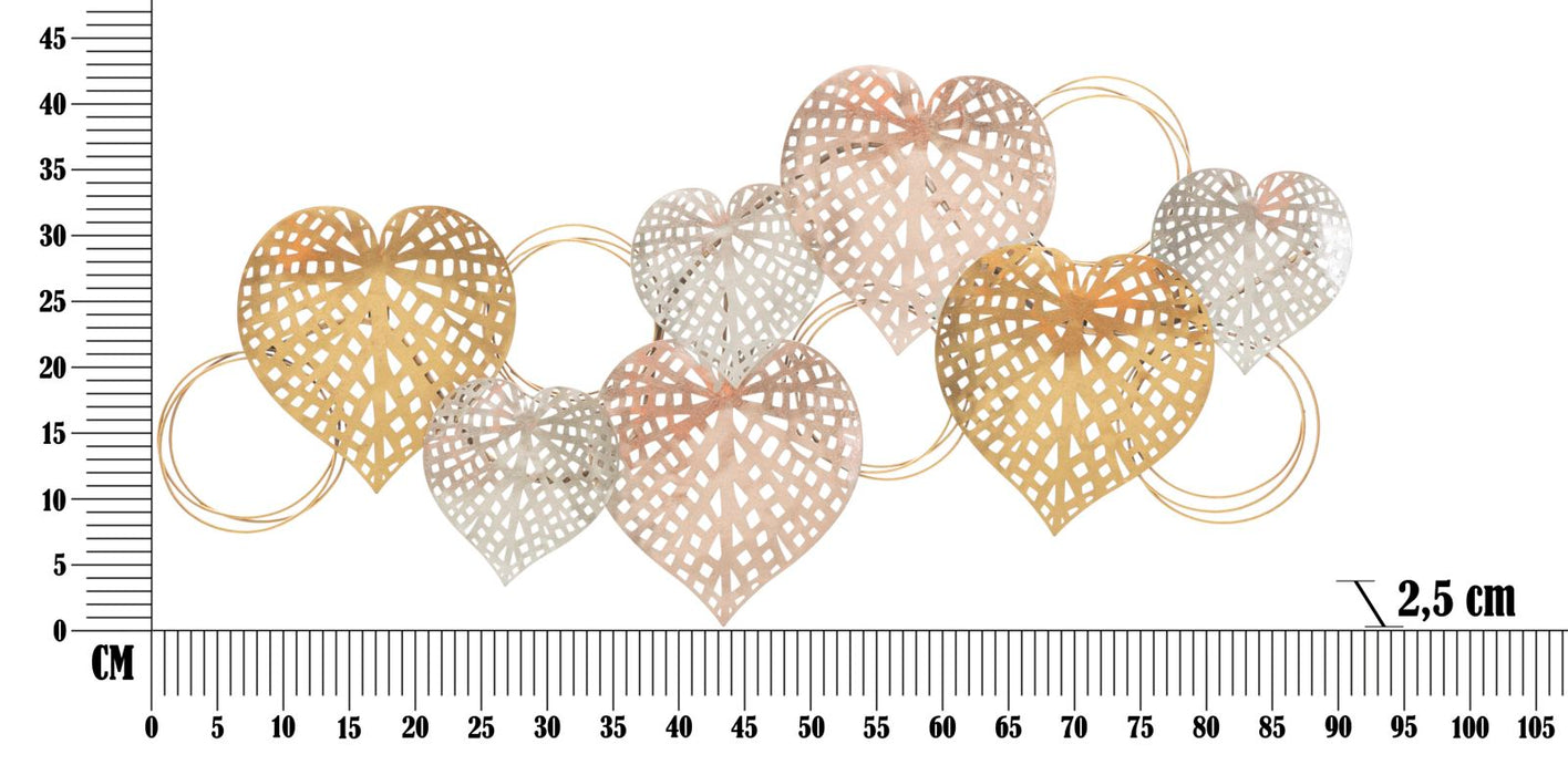 Decoratiune de Perete Mauro Ferretti Hearts  91X2,5X39,5 cm, Multicolor