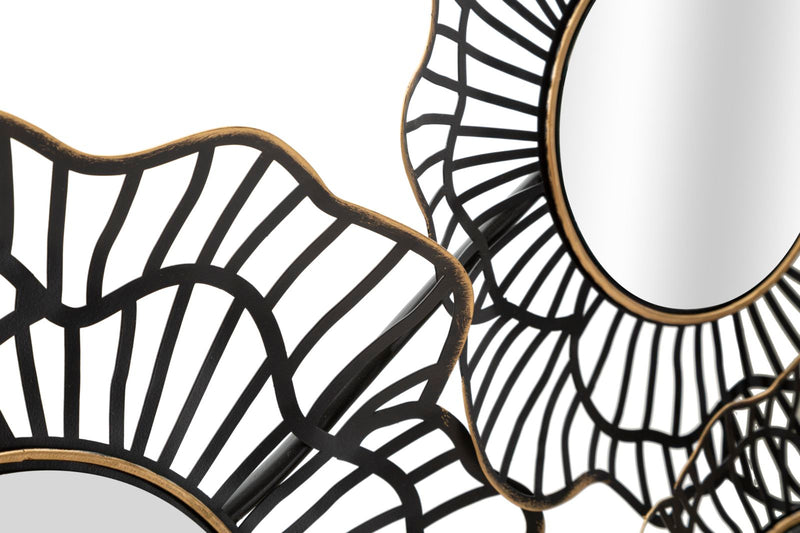 Decoratiune de Perete Mauro Ferretti Osaka With Mirros  121X5X56 cm, Negru/Auriu
