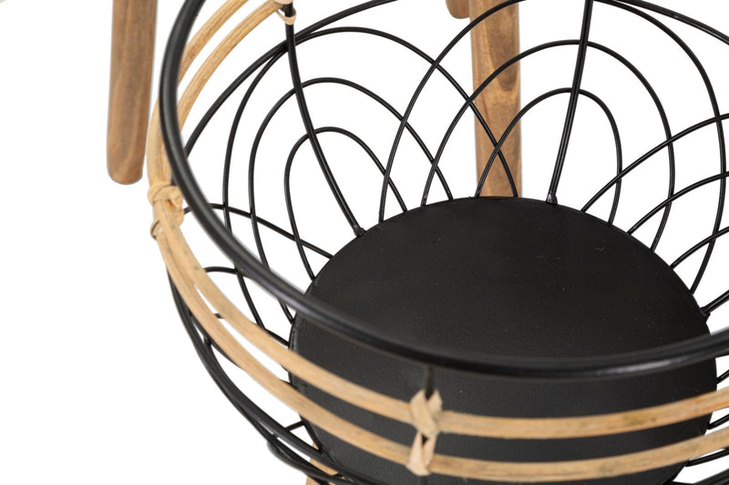 Set Suporturi Pentru Ghivece Mauro Ferretti Oporto, Set 3 Piese,  Ø 35X54,5-30X48-25X41,5 cm, Negru/ Maro