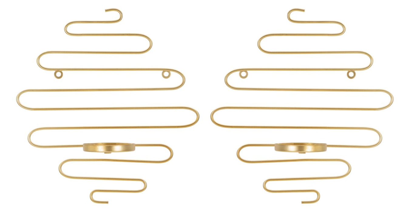 Set Suporturi Lumanari Mauro Ferretti Alid, Pentru Perete, Set 2 Piese,  33X10X34 cm, Auriu