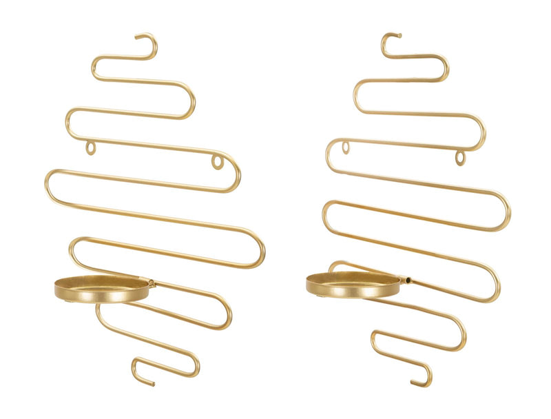 Set Suporturi Lumanari Mauro Ferretti Alid, Pentru Perete, Set 2 Piese,  33X10X34 cm, Auriu