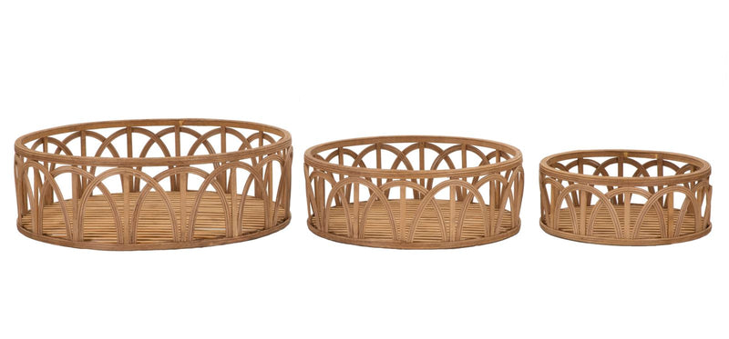 Set Cosuri decorative Fuji, Set 3 Piese,  Ø 50X16-40X14-30X12 cm, Maro