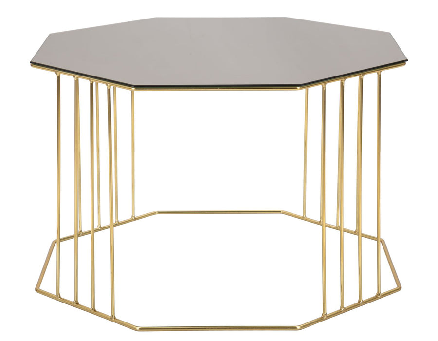 Masuta Cafea Mauro Ferretti Octagon  Ø 70X45 cm, Auriu/ Oglinda Bronz