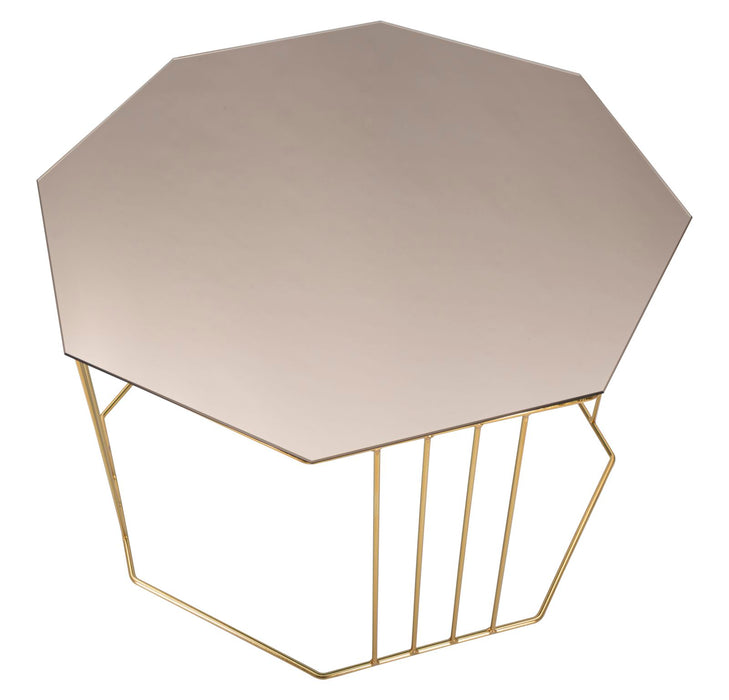 Masuta Cafea Mauro Ferretti Octagon  Ø 70X45 cm, Auriu/ Oglinda Bronz