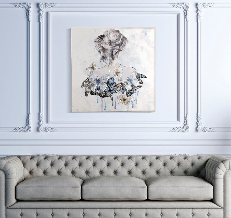 Tablou decorativ Pictat Manual Mauro Ferretti Woman A,  80X2,8X80 cm, Multicolor
