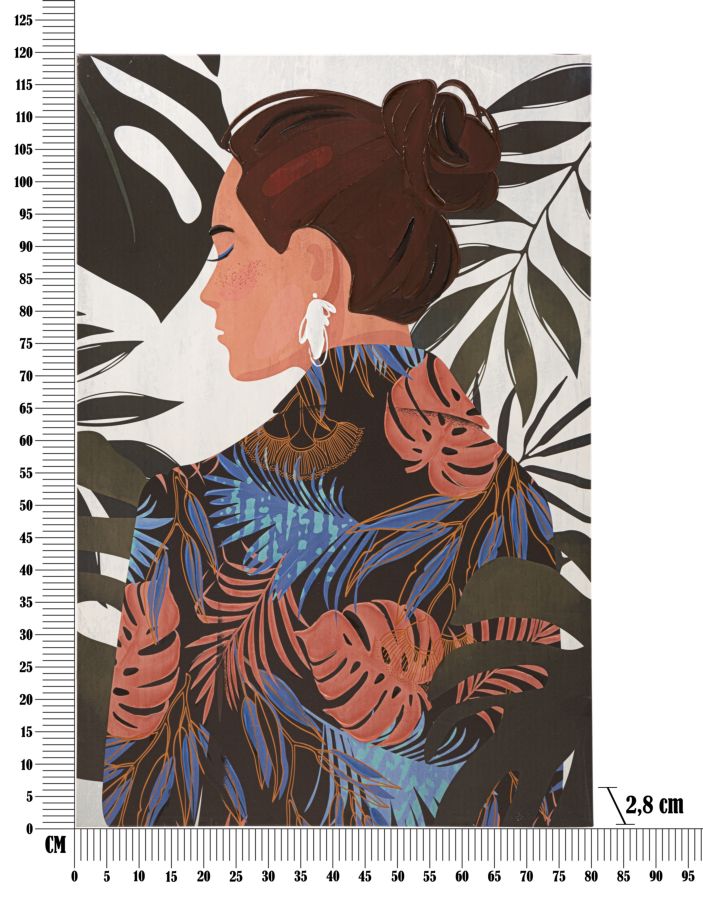 Tablou decorativ Printat/Pictat Mauro Ferretti  Lady Jungle B,  80X2,8X120 cm, Multicolor