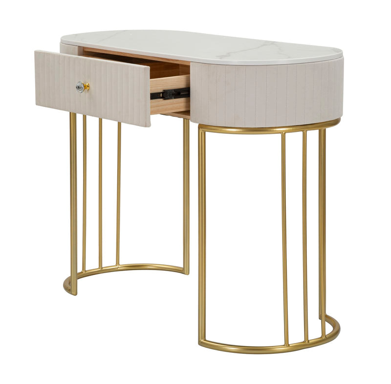 Consola Mauro Ferretti Montpellier Crem 100X40X75 cm, Crem/Auriu /Alb