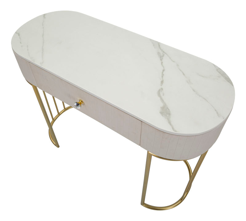 Consola Mauro Ferretti Montpellier Crem 100X40X75 cm, Crem/Auriu /Alb