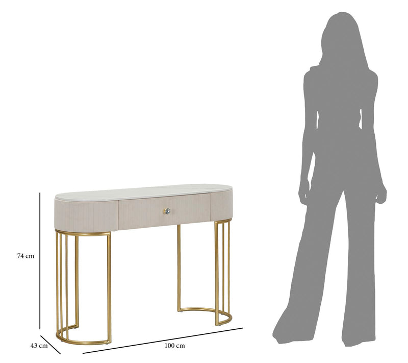 Consola Mauro Ferretti Montpellier Crem 100X40X75 cm, Crem/Auriu /Alb