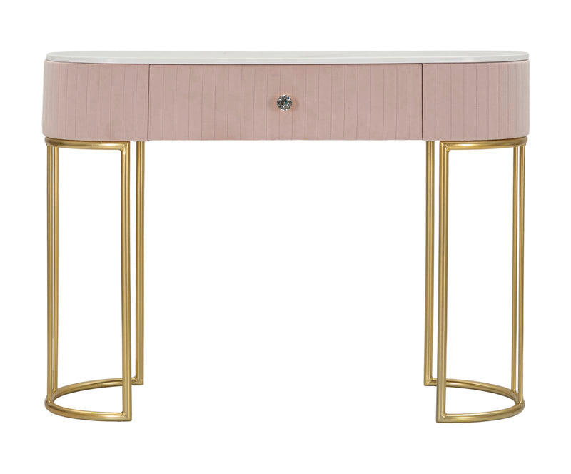 Consola Mauro Ferretti Montpellier Roz 100X40X75 cm, Roz/ Auriu/ Alb