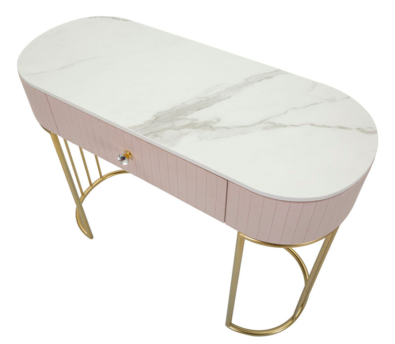 Consola Mauro Ferretti Montpellier Roz 100X40X75 cm, Roz/ Auriu/ Alb