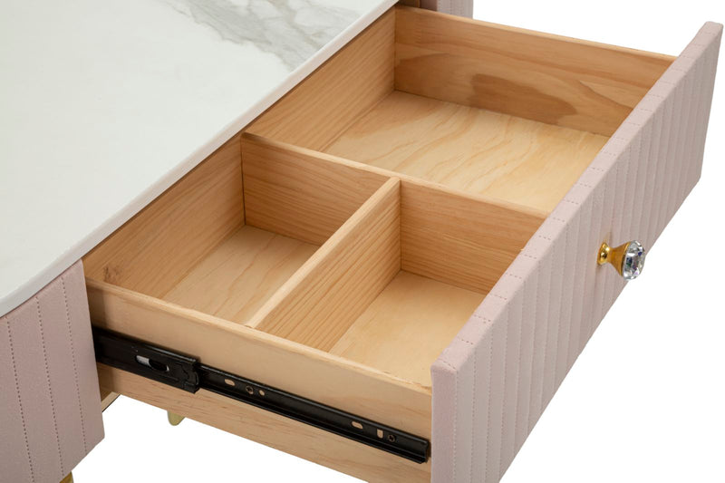 Consola Mauro Ferretti Montpellier Roz 100X40X75 cm, Roz/ Auriu/ Alb