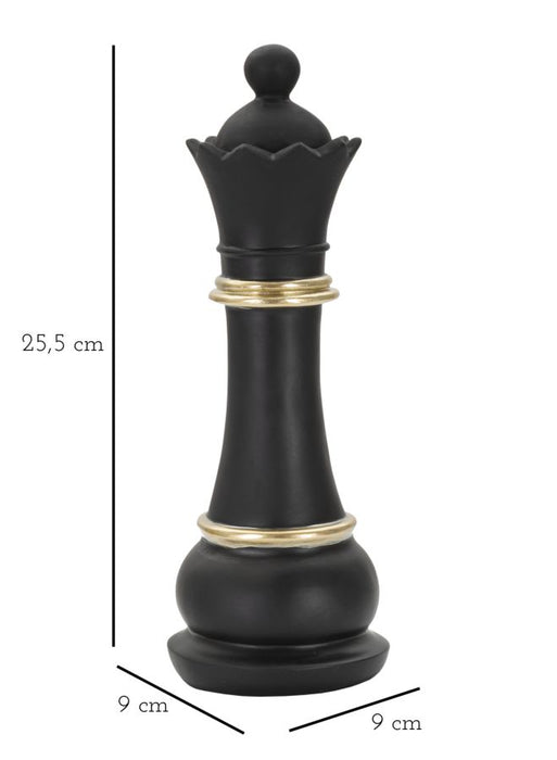 Statueta Mauro Ferretti Queen Black And Gold  Ø 9X25,5 cm, Negru/Auriu