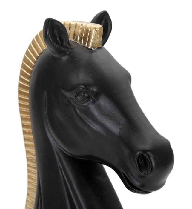 Statueta Mauro Ferretti Horse Black And Gold  10,5X8,5X19 cm, Negru/Auriu