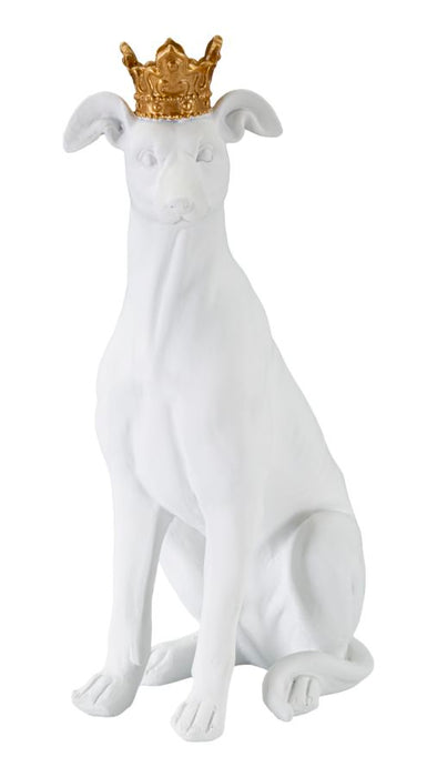 Statueta Mauro Ferretti Dog White  20X12,5X33 cm, Alb / Auriu