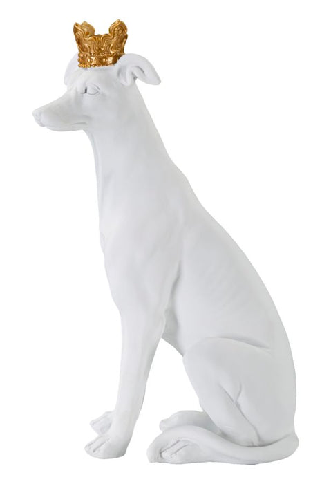 Statueta Mauro Ferretti Dog White  20X12,5X33 cm, Alb / Auriu