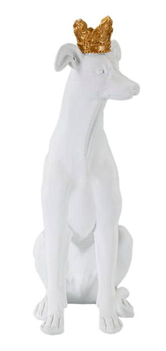 Statueta Mauro Ferretti Dog White  20X12,5X33 cm, Alb / Auriu