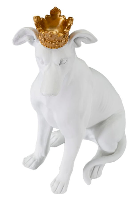 Statueta Mauro Ferretti Dog White  20X12,5X33 cm, Alb / Auriu