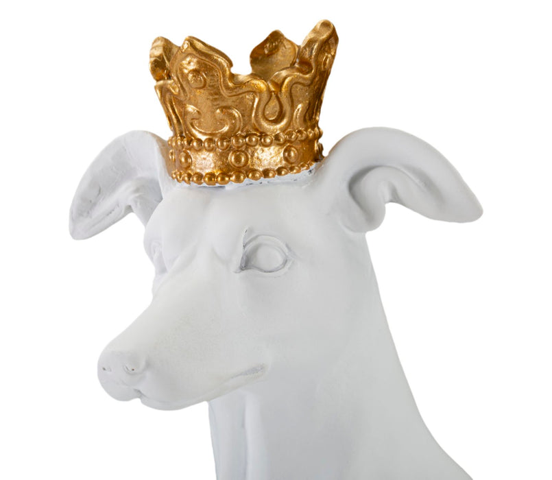 Statueta Mauro Ferretti Dog White  20X12,5X33 cm, Alb / Auriu