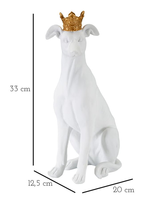 Statueta Mauro Ferretti Dog White  20X12,5X33 cm, Alb / Auriu