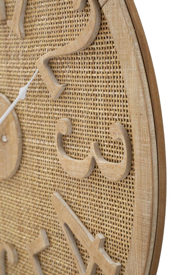 Ceas decorativ de Perete Mauro Ferretti Boho  Ø 60X4,5 cm, Natural/ Alb