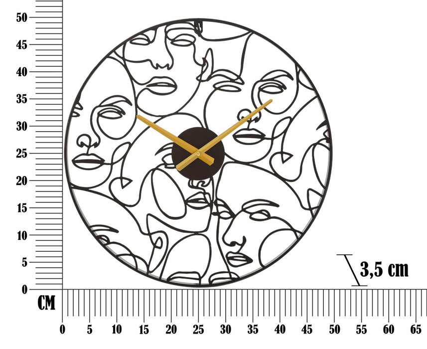 Ceas decorativ de Perete Mauro Ferretti Faces  Ø50X3,5 cm, Negru