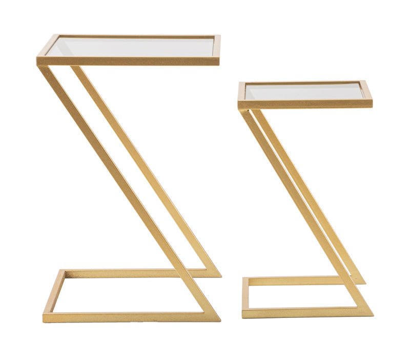 Set Masute Laterale Mauro Ferretti Z, Set 2Piese,  40X40X60-30X30X50 cm, Auriu