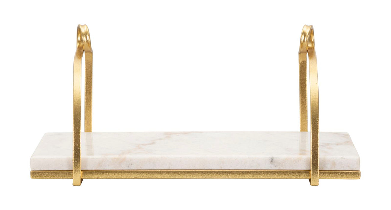 Etajera/Noptiera Suspendata Mauro Ferretti Marble  40X16X18 cm, Auriu/ Alb