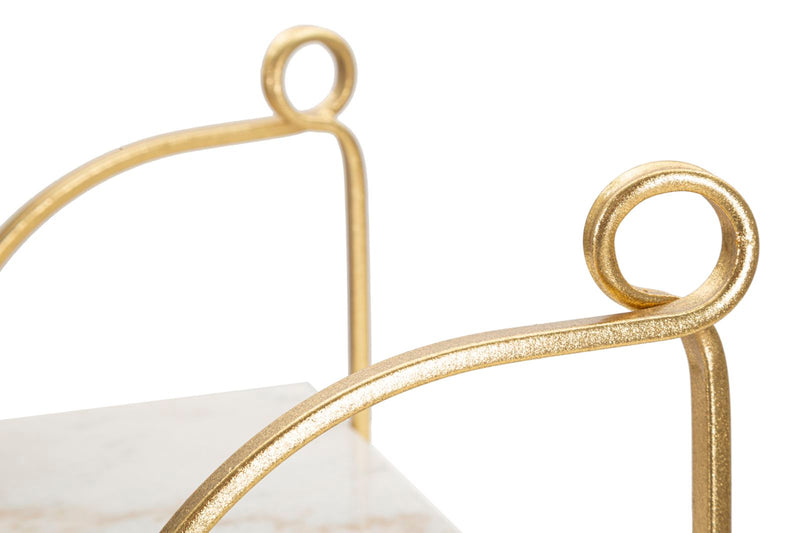 Etajera/Noptiera Suspendata Mauro Ferretti Marble  40X16X18 cm, Auriu/ Alb