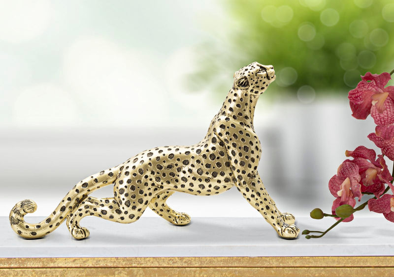 Statueta Mauro Ferretti Leopard Point Seat  33X7,7X19,5 cm, Auriu/ Negru