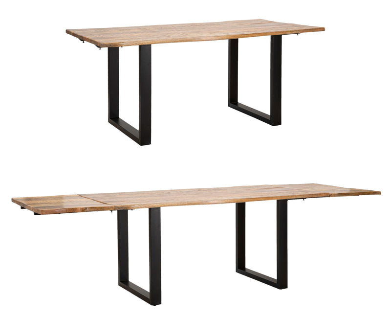 Masa Dining Extensibila Mauro Ferretti Edge 180X90X77cm, Extinsa 280X90X77cm, Lemn Mango, Maro/ Negru