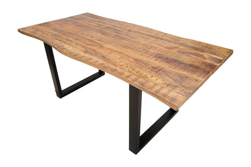 Masa Dining Extensibila Mauro Ferretti Edge 180X90X77cm, Extinsa 280X90X77cm, Lemn Mango, Maro/ Negru