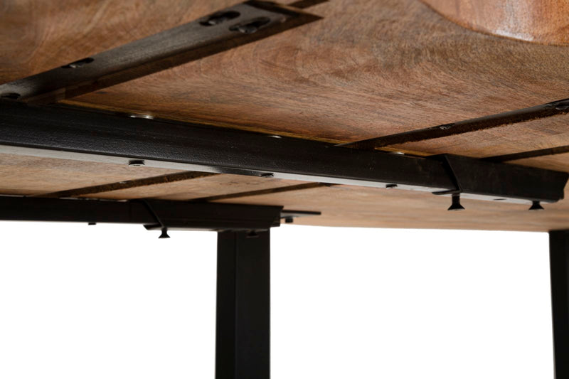 Masa Dining Extensibila Mauro Ferretti Edge 180X90X77cm, Extinsa 280X90X77cm, Lemn Mango, Maro/ Negru