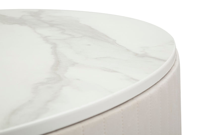 Masuta Cafea Mauro Ferretti Montpellier Crem Ø 75X36 cm, Crem/Auriu /Alb