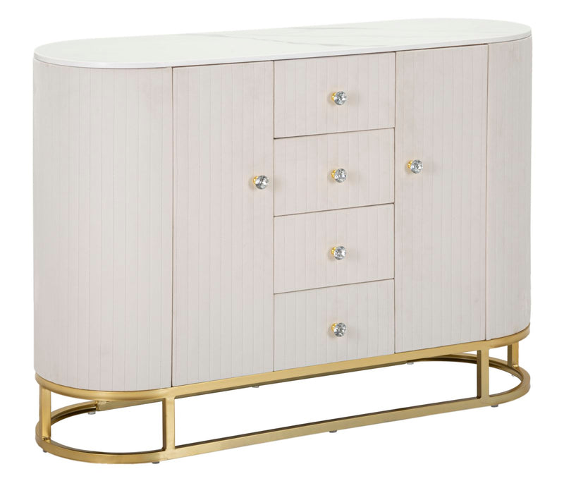 Bufet Montpellier Cream  120X40X85 cm, Mauro Ferretti, Crem/Auriu