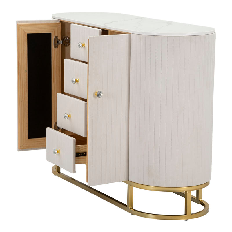 Bufet Montpellier Cream  120X40X85 cm, Mauro Ferretti, Crem/Auriu