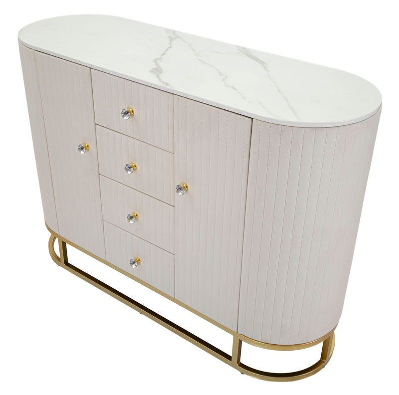 Bufet Montpellier Cream  120X40X85 cm, Mauro Ferretti, Crem/Auriu