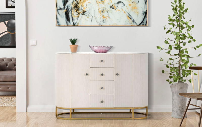 Bufet Montpellier Cream  120X40X85 cm, Mauro Ferretti, Crem/Auriu