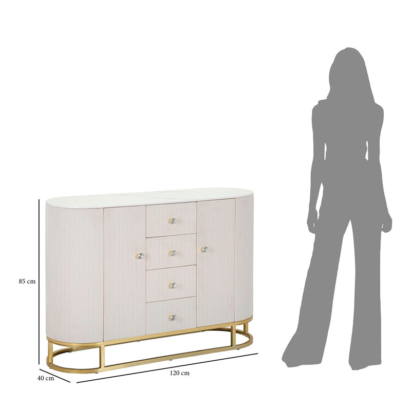 Bufet Montpellier Cream  120X40X85 cm, Mauro Ferretti, Crem/Auriu