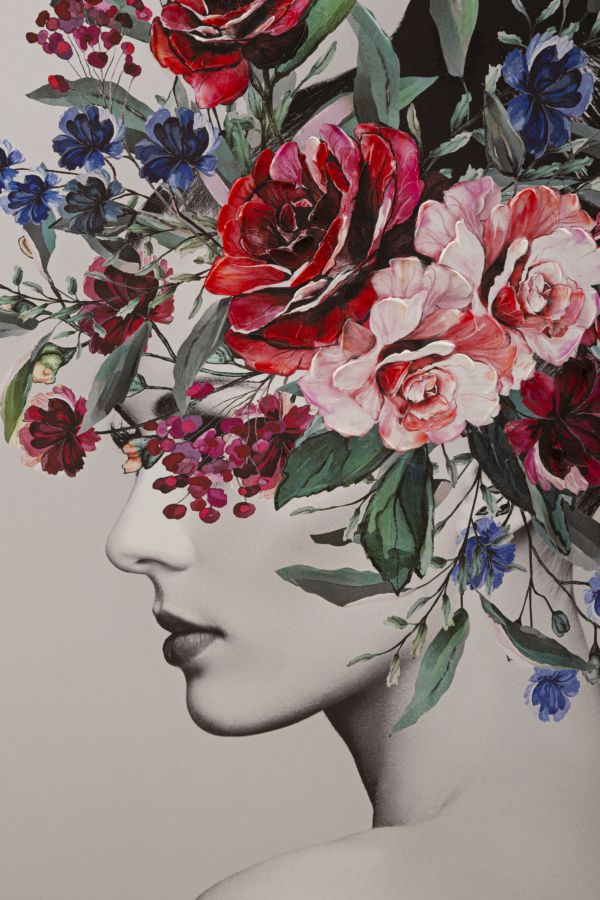 Tablou decorativ Printat/Pictat Mauro Ferretti  Lady Flower A,  80X2,8X120 cm, Multicolor