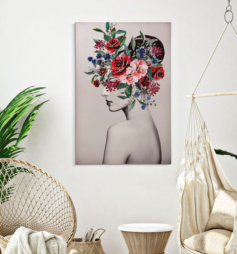 Tablou decorativ Printat/Pictat Mauro Ferretti  Lady Flower A,  80X2,8X120 cm, Multicolor