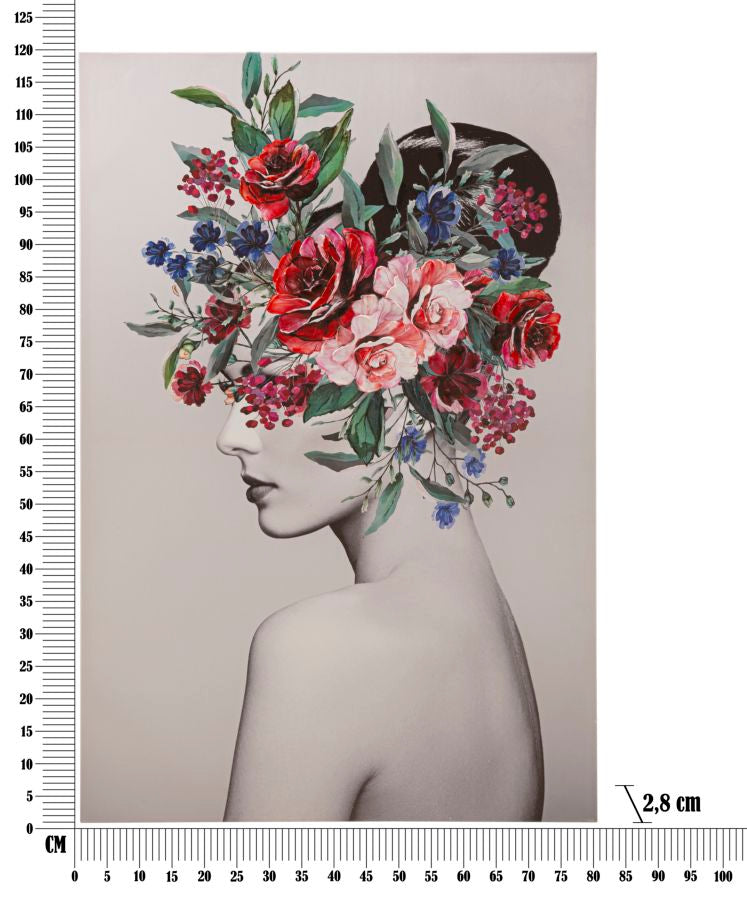 Tablou decorativ Printat/Pictat Mauro Ferretti  Lady Flower A,  80X2,8X120 cm, Multicolor