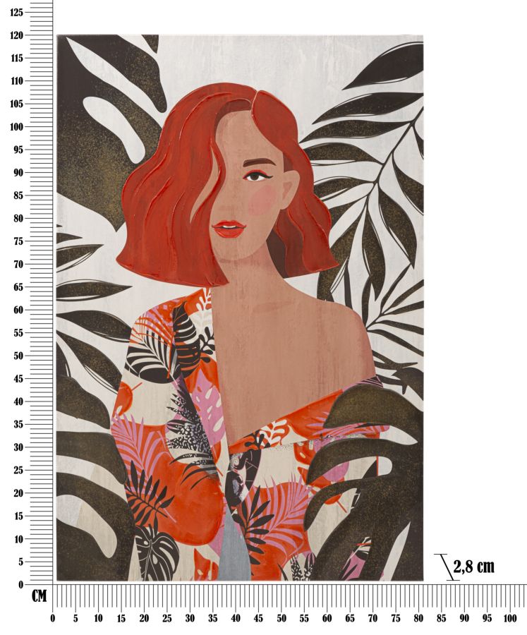 Tablou decorativ Printat/Pictat Mauro Ferretti  Lady Jungle A,  80X2,8X120 cm, Multicolor