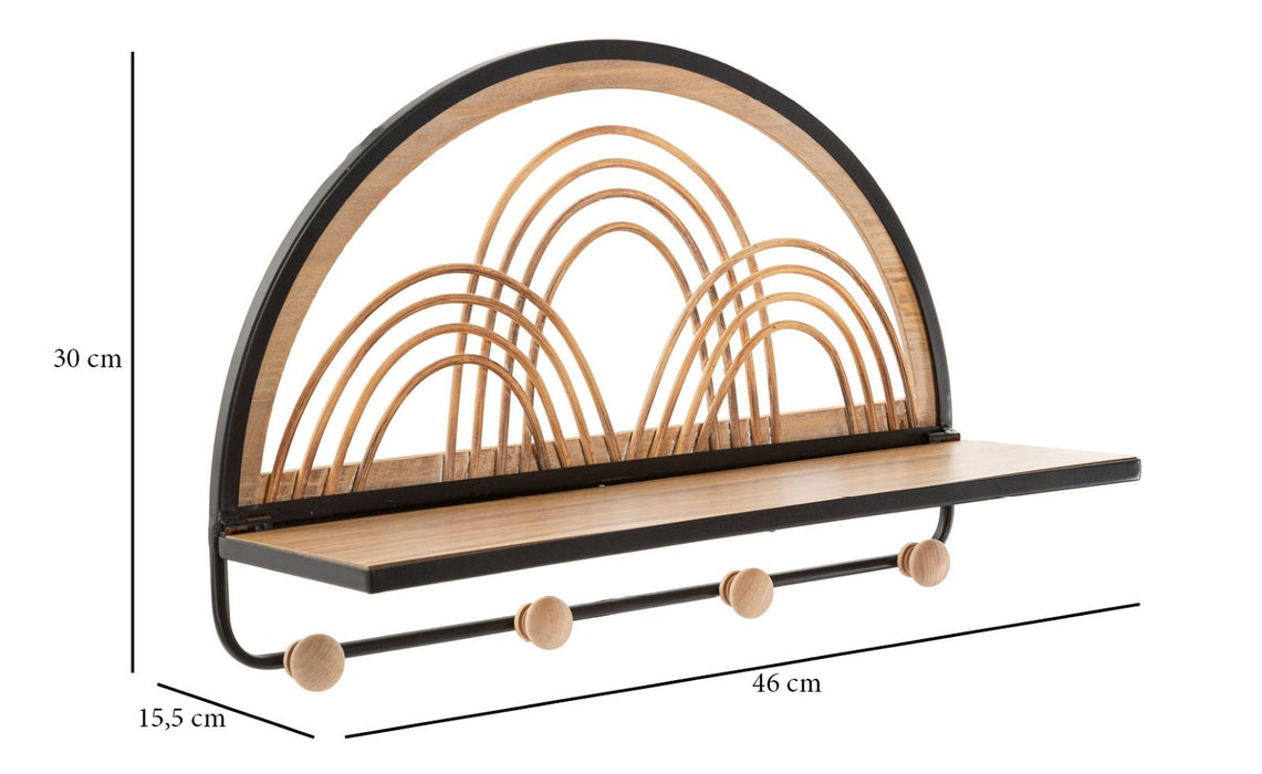 Raft de Perete/Cuier Mauro Ferrettis Helf Oporto With Hangers  46X15,5X30 cm, Negru/ Maro