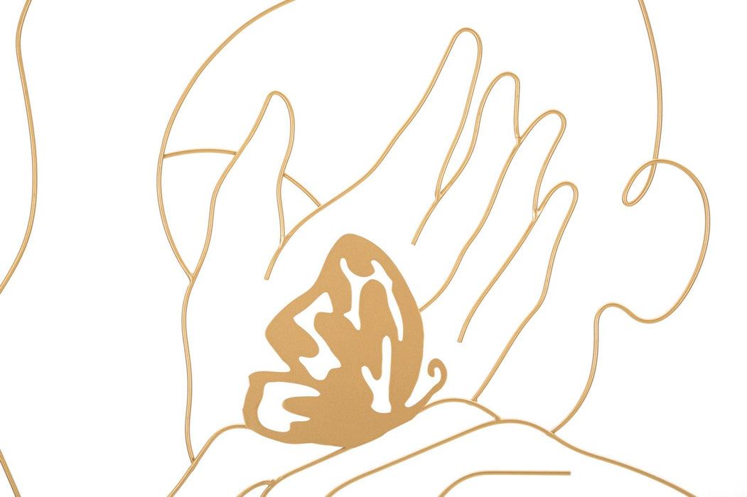 Decoratiune de Perete Mauro Ferretti Hands On Face  60X1X80 cm, Auriu